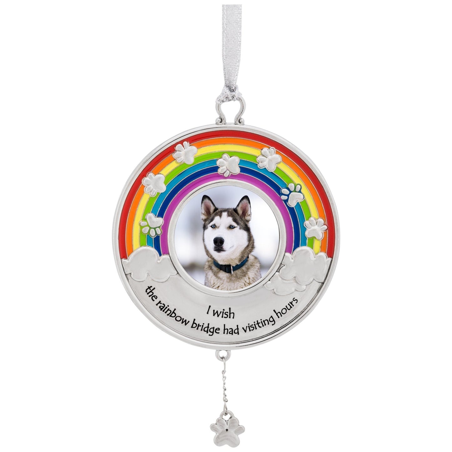 Rainbow Bridge Paw Print Photo Ornament