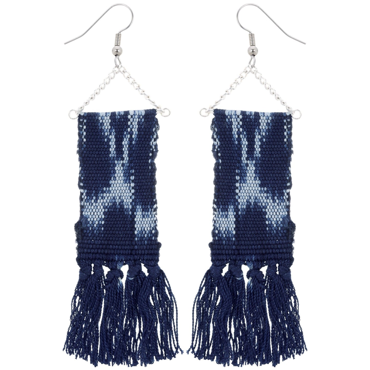 Woven Ikat Fringe Earrings