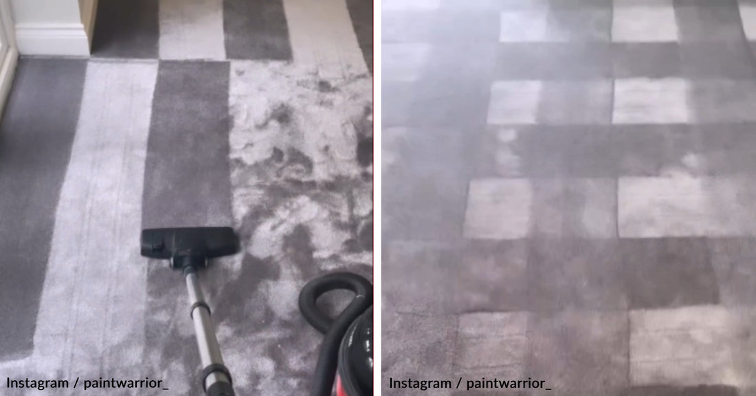 Decorator Pulled A Prank On One Of His Clients By Putting Lawn Stripes On Their Carpeted Floors