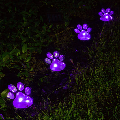 Paw Print Solar Ground Lights Set