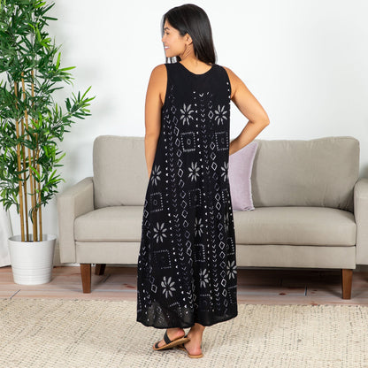 Black Geometric Long Dress | Fair Trade