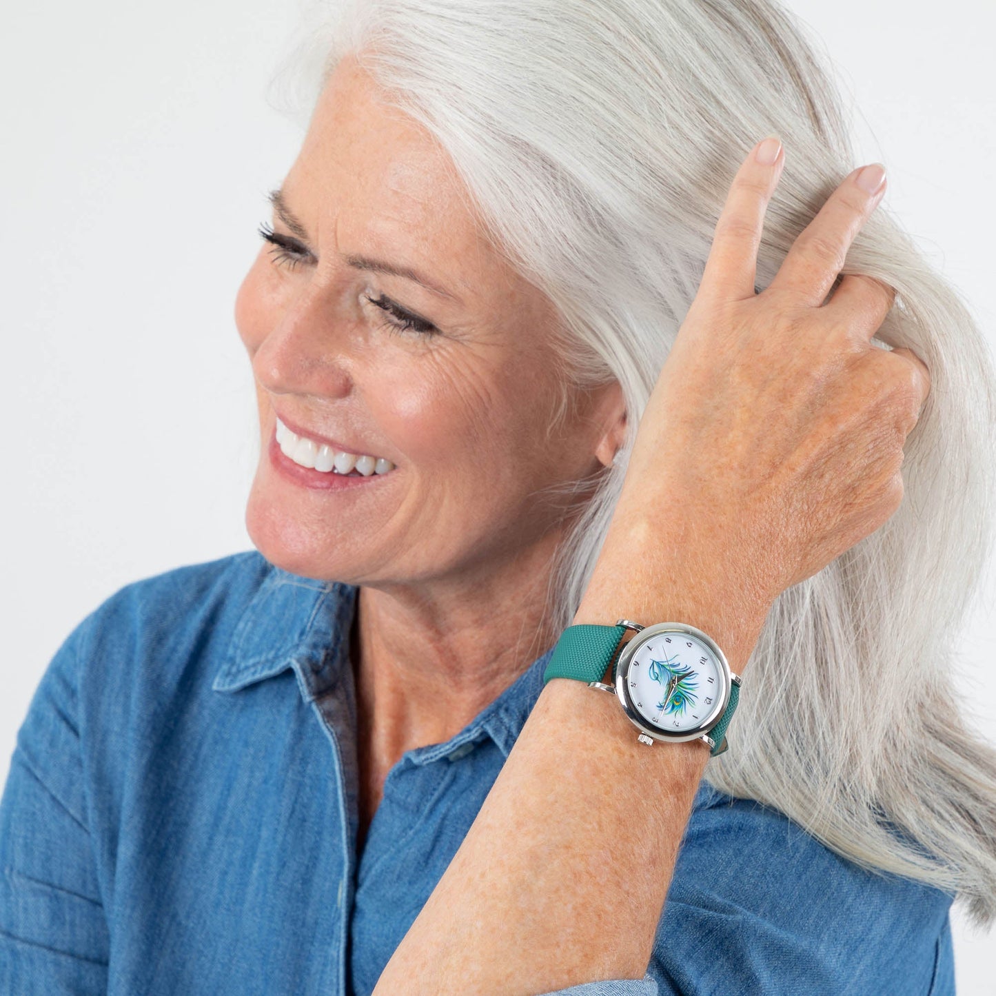 Green Peacock Feather Watch