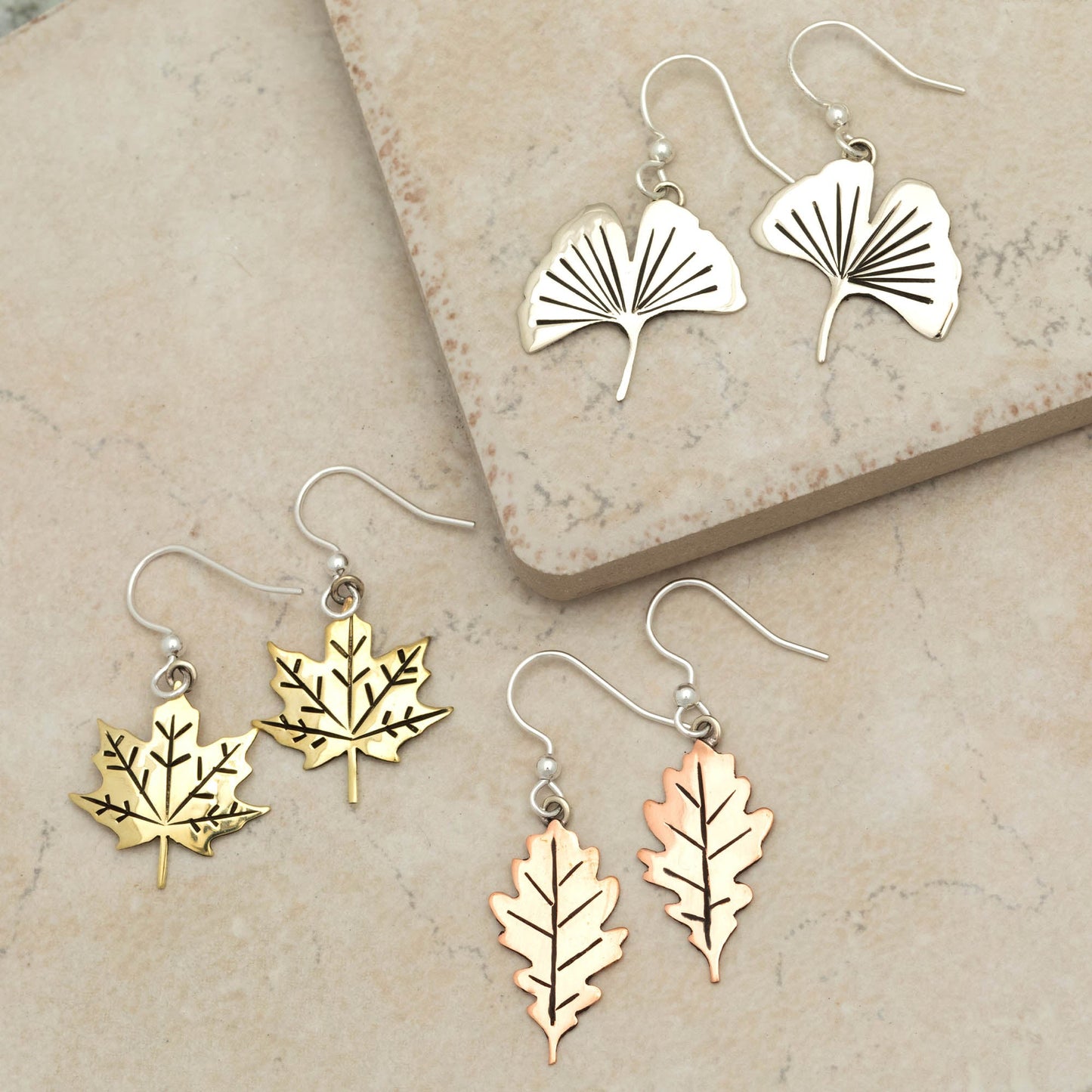 Falling Leaves Mixed Metal Earrings