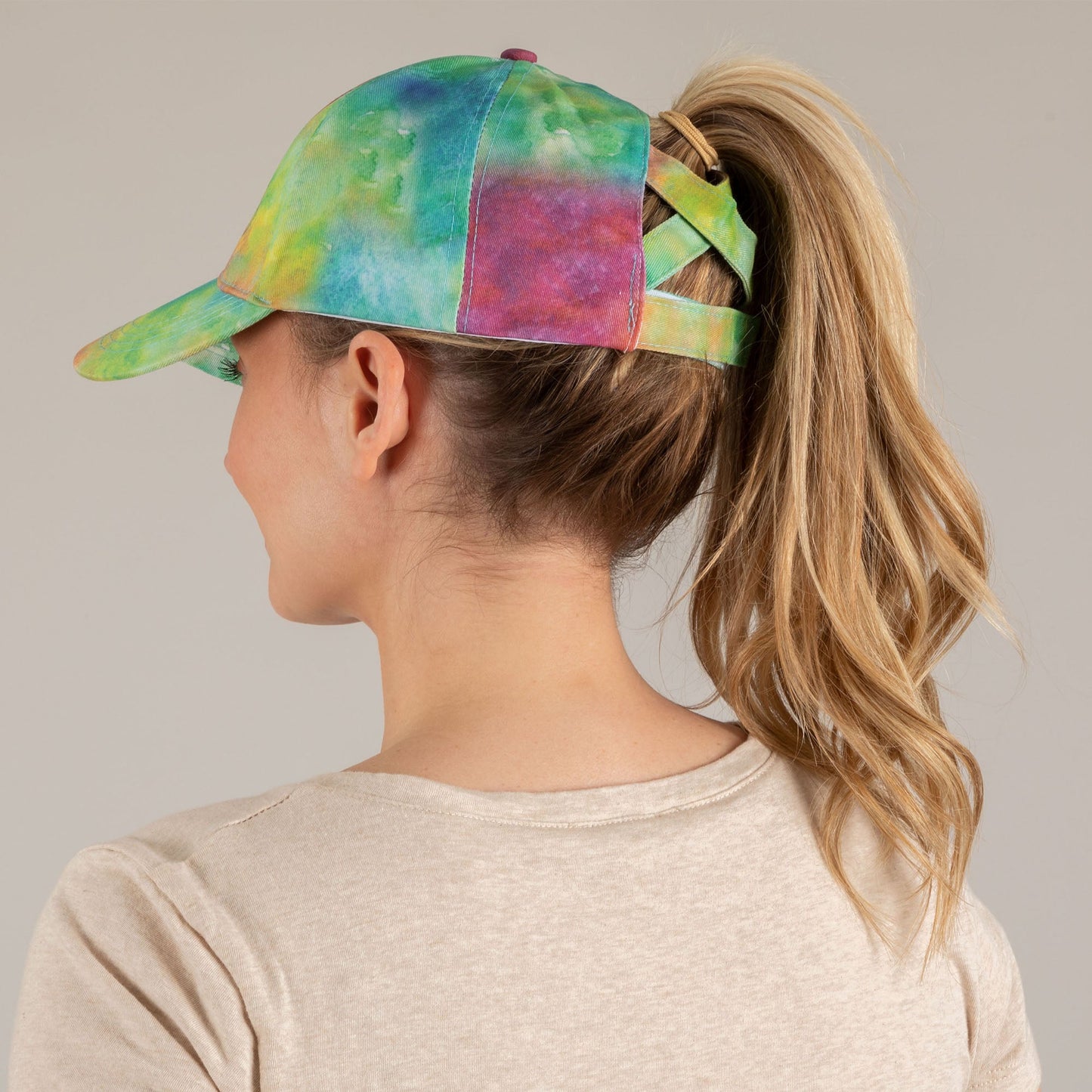 Paw Print Tie-Dye Ponytail Hat