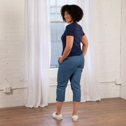 Denim Paw Print Capri Pants