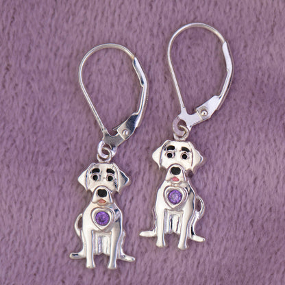 Sterling & Crystal Pup Earrings