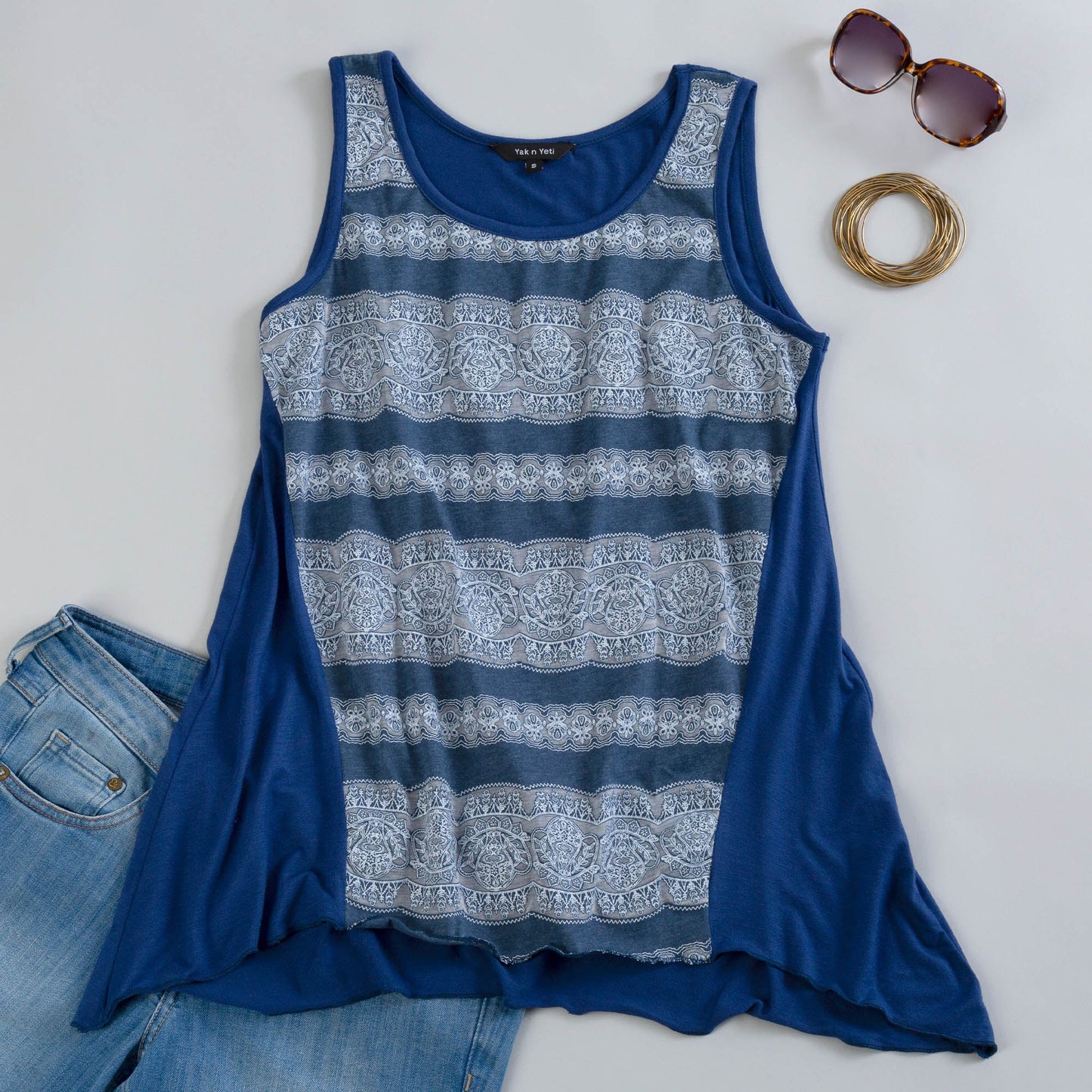 Lace Print Sleeveless Tunic