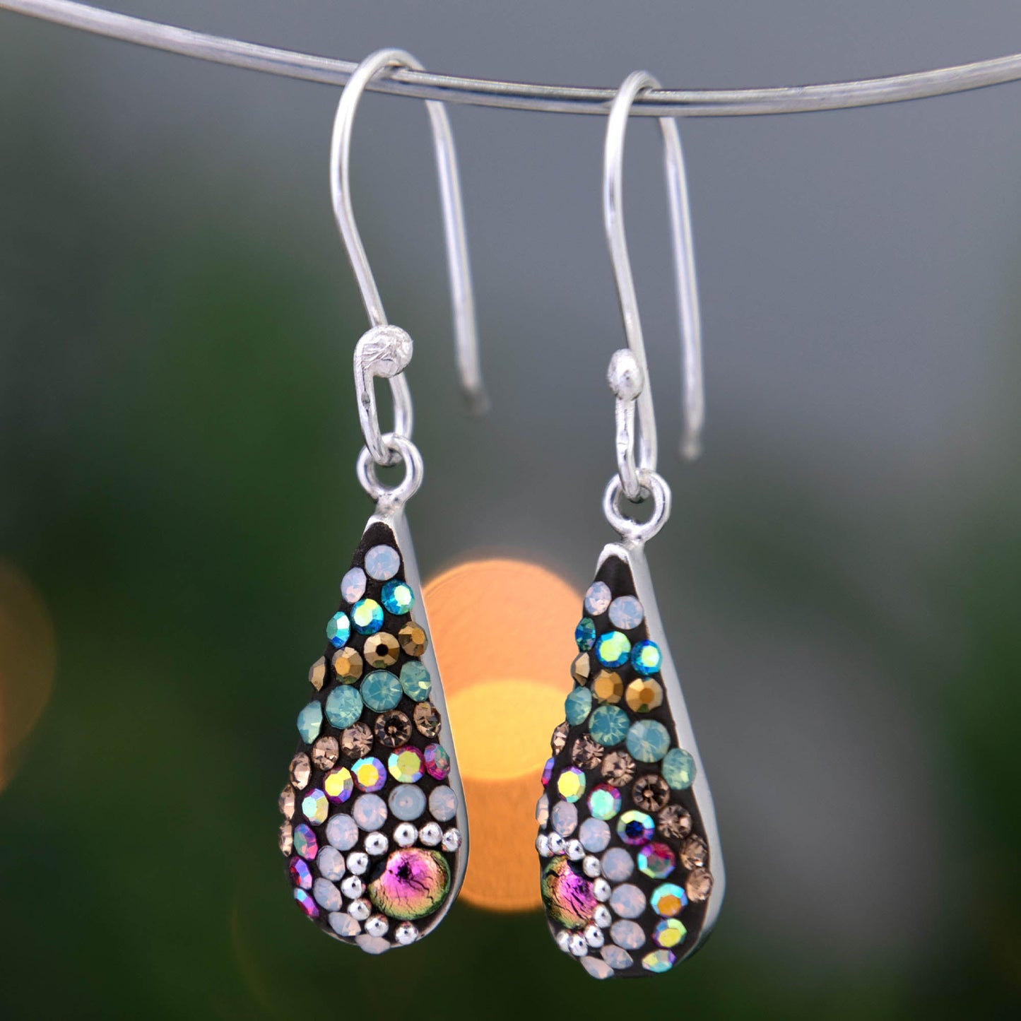 Color of Life Mosaic Crystal Sterling Earrings