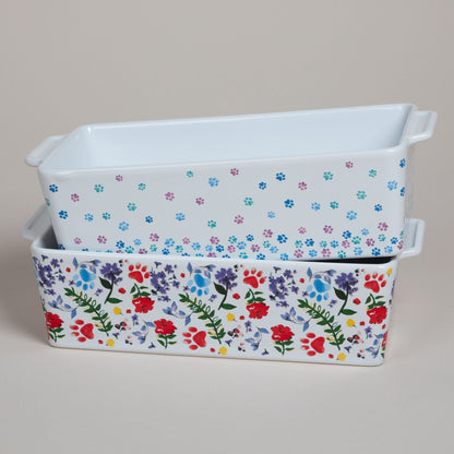 Made with Love Paw Print Ceramic Loaf Pan