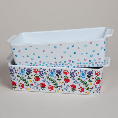 Made with Love Paw Print Ceramic Loaf Pan