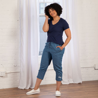 Denim Paw Print Capri Pants