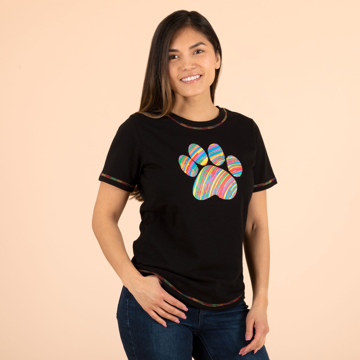 Paw Print Rainbow Short Sleeve T-Shirt