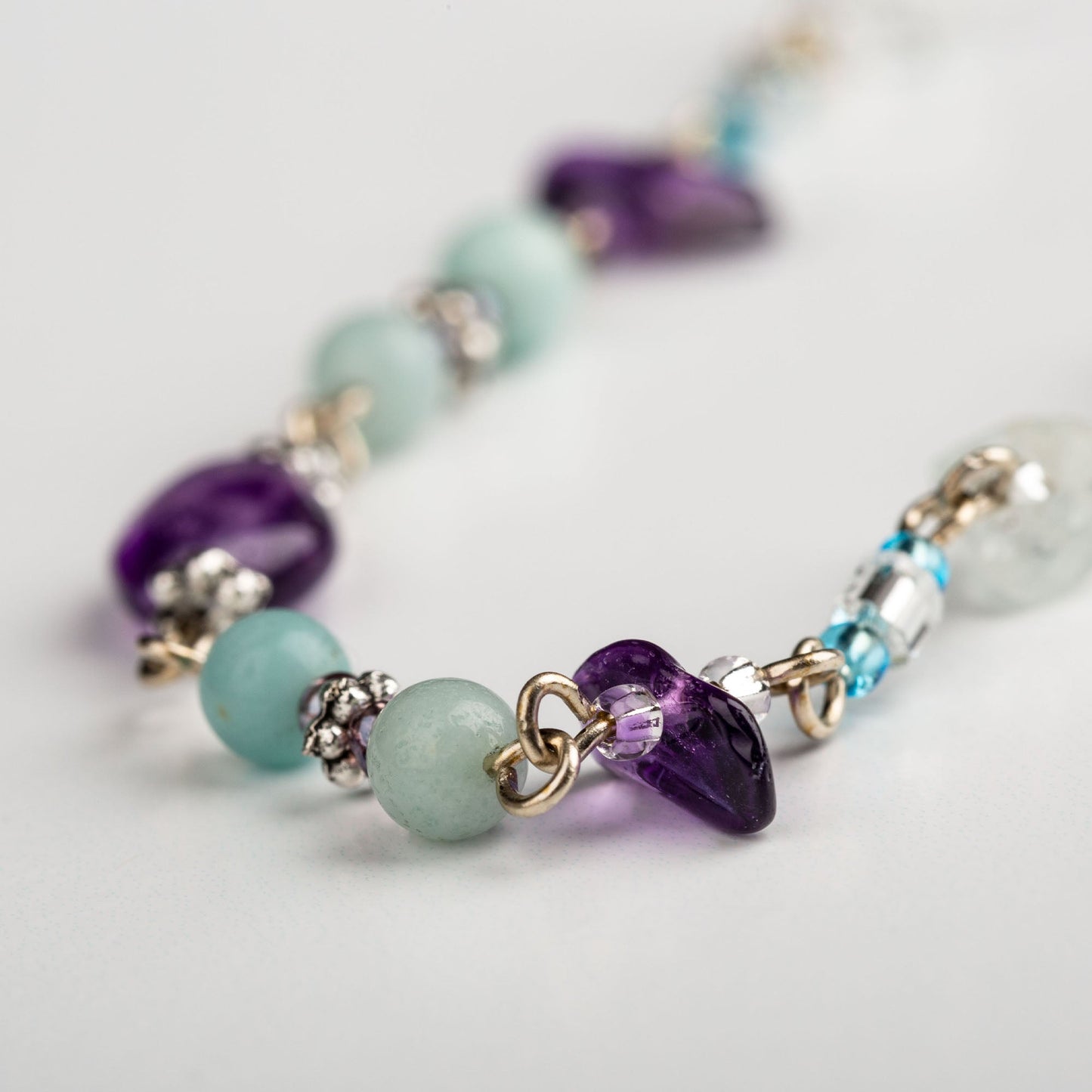 Dangling Gemstones Hand Beaded Anklet