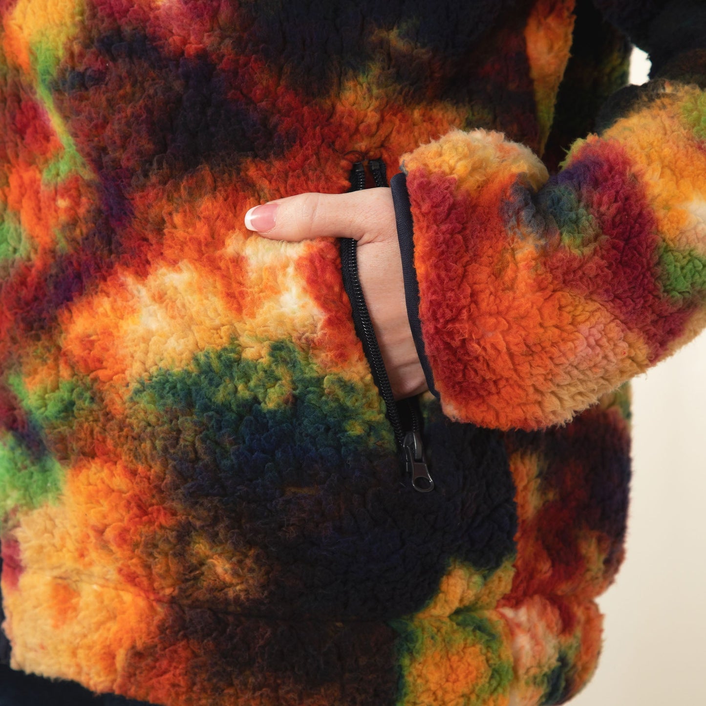 Rainbow Tie-Dye Sherpa Fleece Jacket