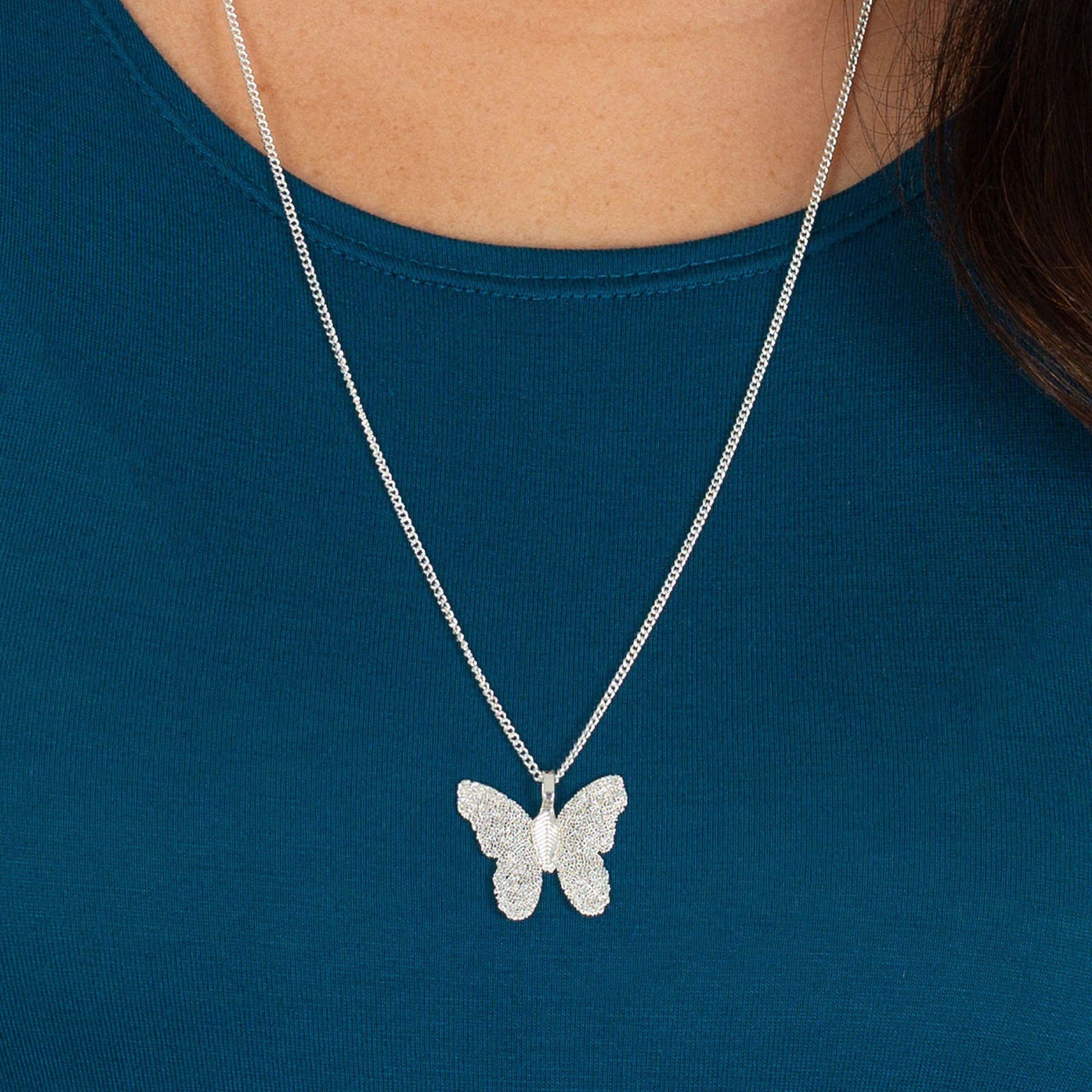 Lustrous Leaf Butterfly Necklace