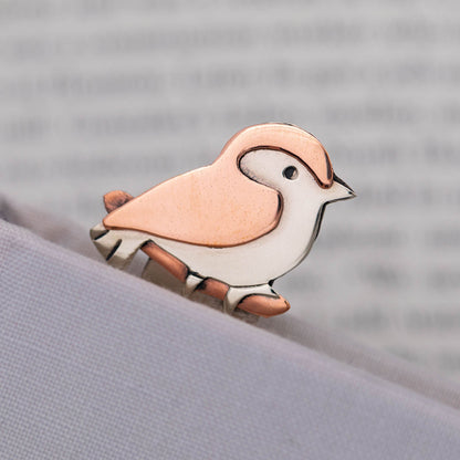 Reading with Birds Mixed Metal Bookmark