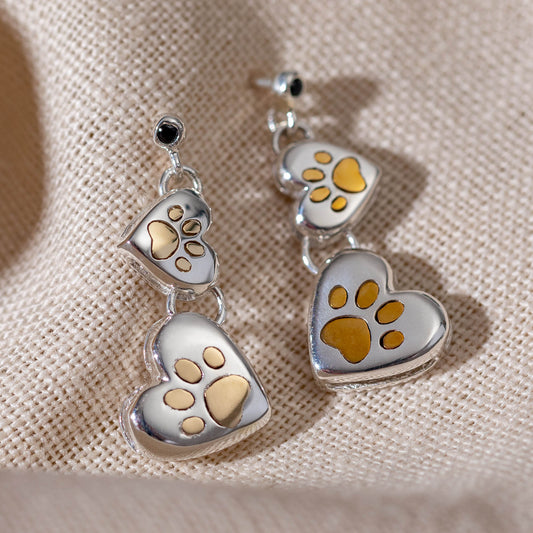 Paws In My Heart Sterling & Brass Earrings