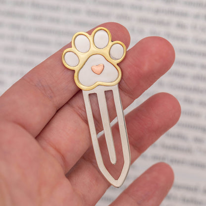 Paw Print Mixed Metal Bookmark