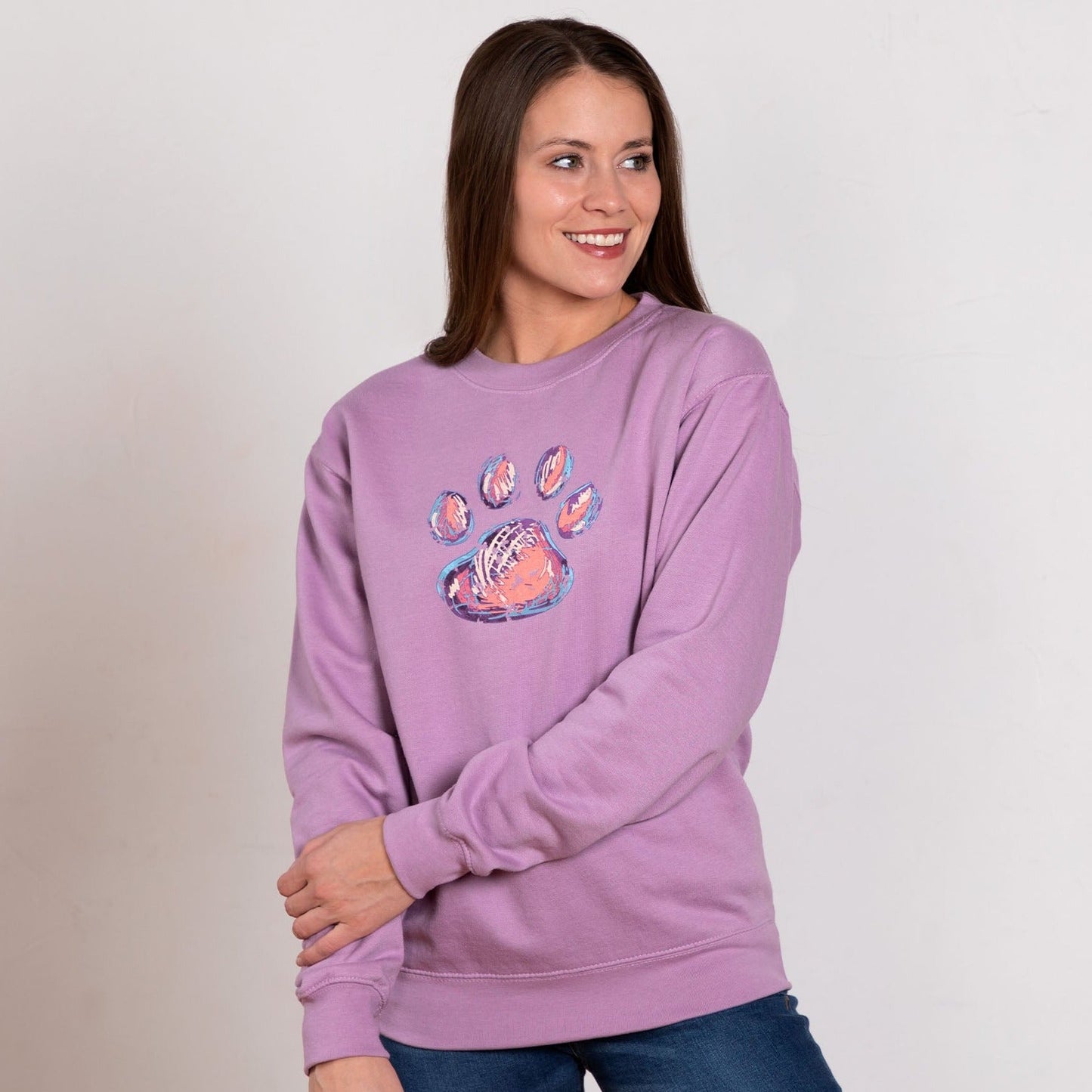 Mixed Media Paw Crewneck Sweatshirt