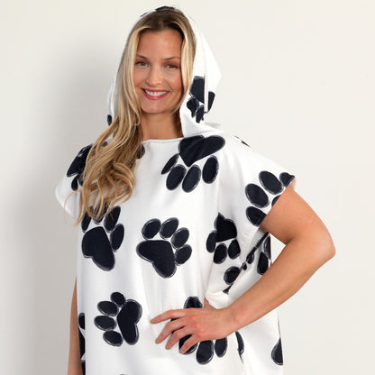 Paw Print Beach Towel Poncho