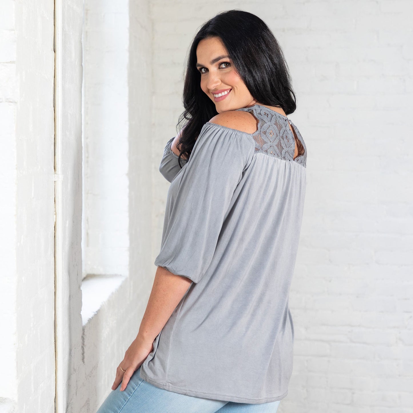 Cold Shoulder Juliet Sleeve Top