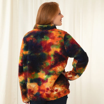 Rainbow Tie-Dye Sherpa Fleece Jacket