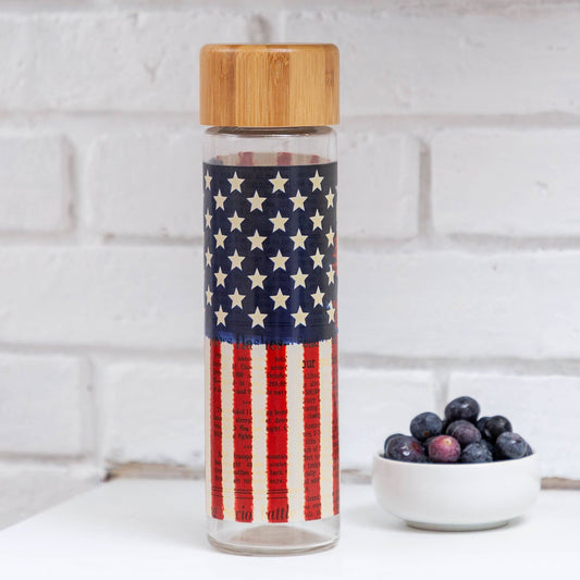 Land of Liberty Glass Water Bottle