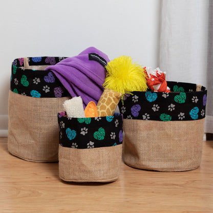 Hearts & Paws Jute Storage Baskets - Set of 3