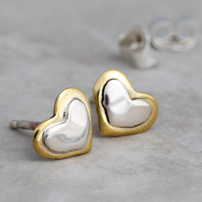 You Have My Heart Sterling & Brass Post Earrings