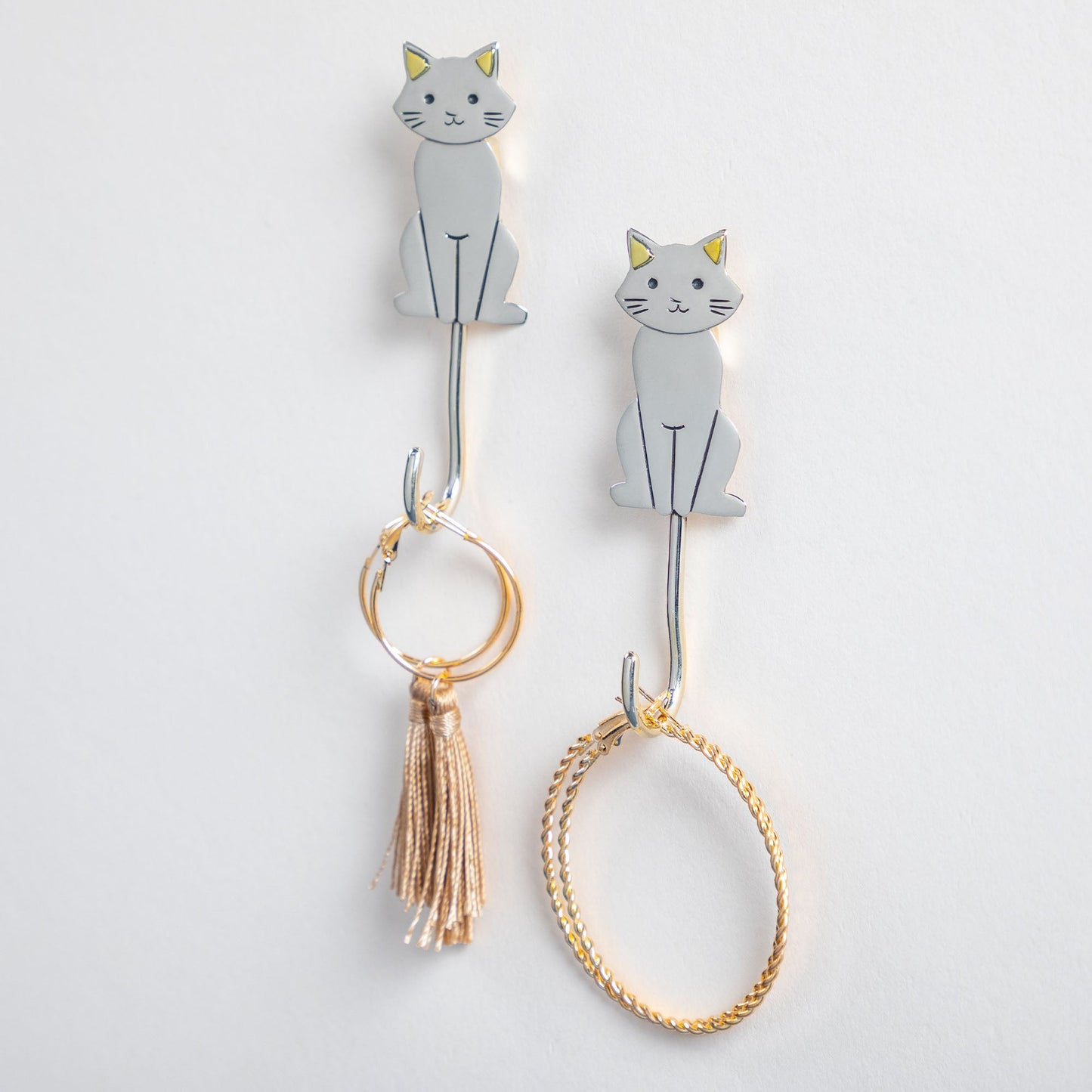 Pretty Cat Mixed Metal Wall Hook - Set of 2