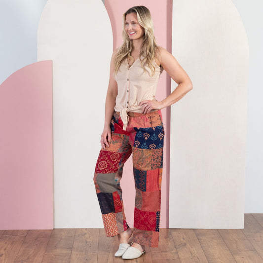 Wide-Leg Patchwork Pants