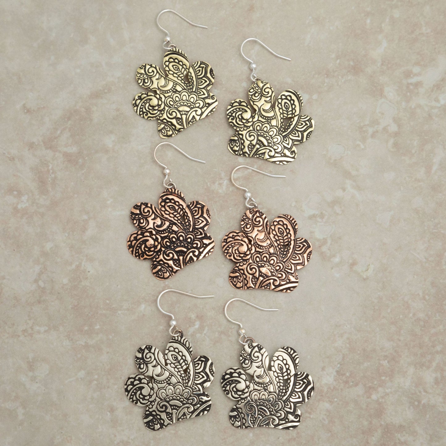 Paisley Paws Mixed Metal Earrings