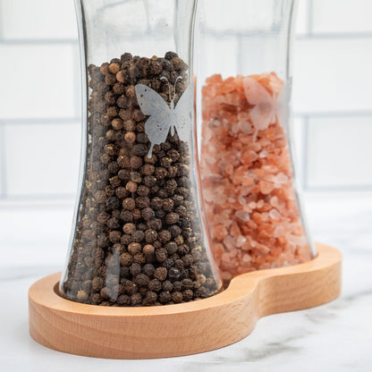 Glass & Wood Salt & Pepper Grinder Set