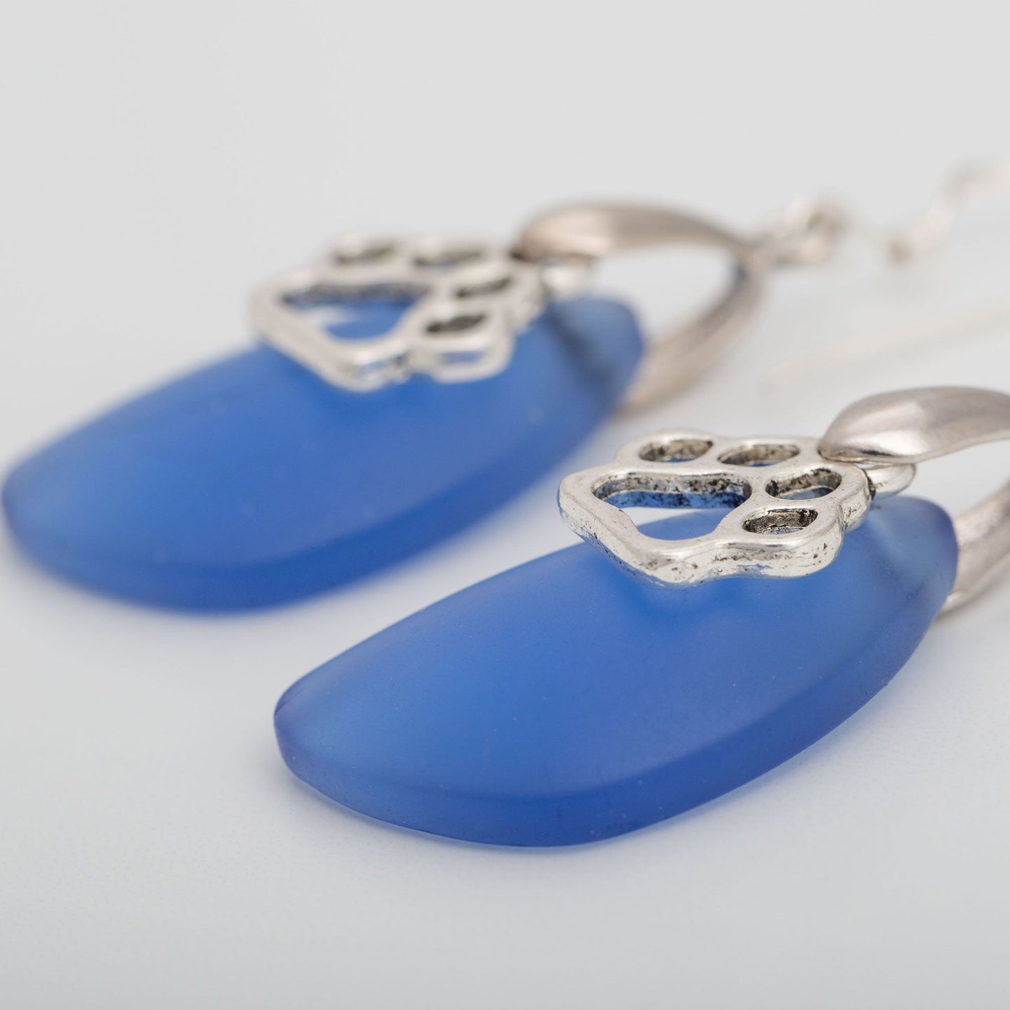 Paw Print Sea Glass Earrings