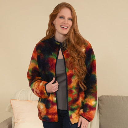 Rainbow Tie-Dye Sherpa Fleece Jacket