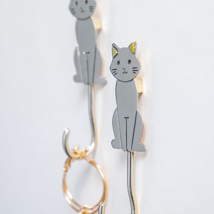 Pretty Cat Mixed Metal Wall Hook - Set of 2