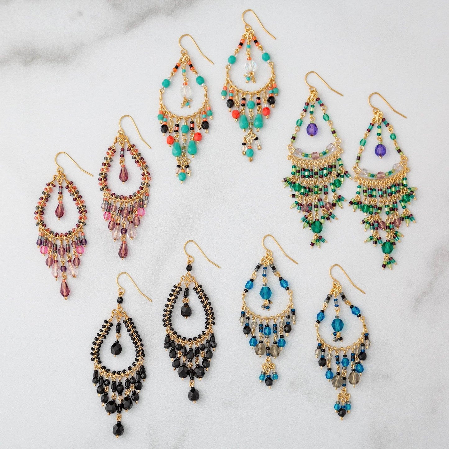 Dazzling Beaded Chandelier Earrings