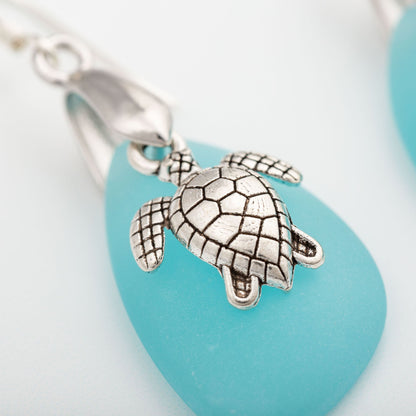 Sea Turtle Sea Glass Earrings