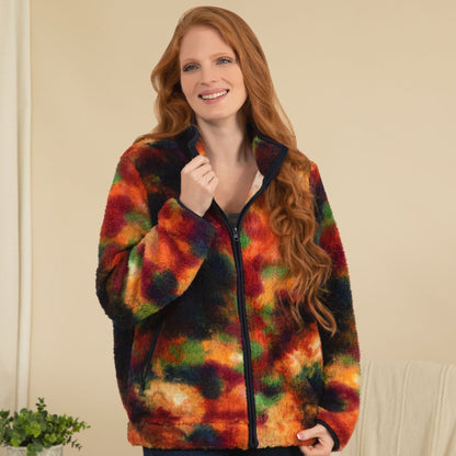 Rainbow Tie-Dye Sherpa Fleece Jacket