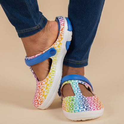 Multicolored Mary Jane Clogs