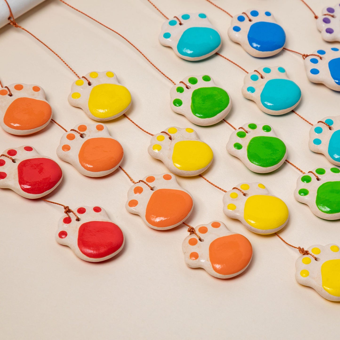 Life is a Rainbow Paw Print Ceramic Wind Chime