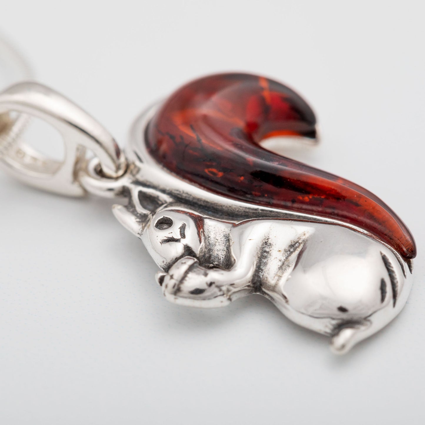 Squirrel Tail Amber & Sterling Necklace