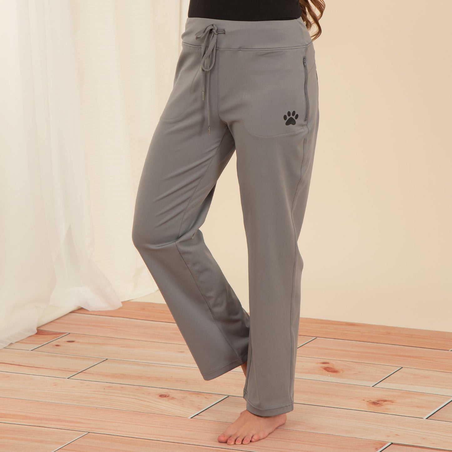 Paw Print Straight Leg Athleisure Pants