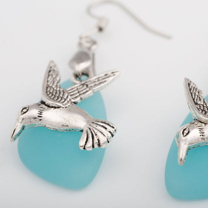 Hummingbird Sea Glass Earrings