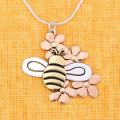 Bee in Flowers Sterling Necklace