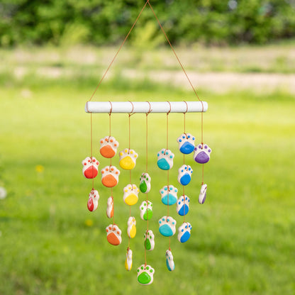 Life is a Rainbow Paw Print Ceramic Wind Chime