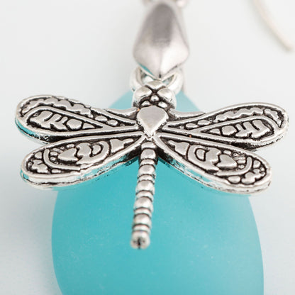 Dragonfly Sea Glass Earrings