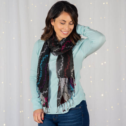 Walking Paw Prints Jamawar Scarf