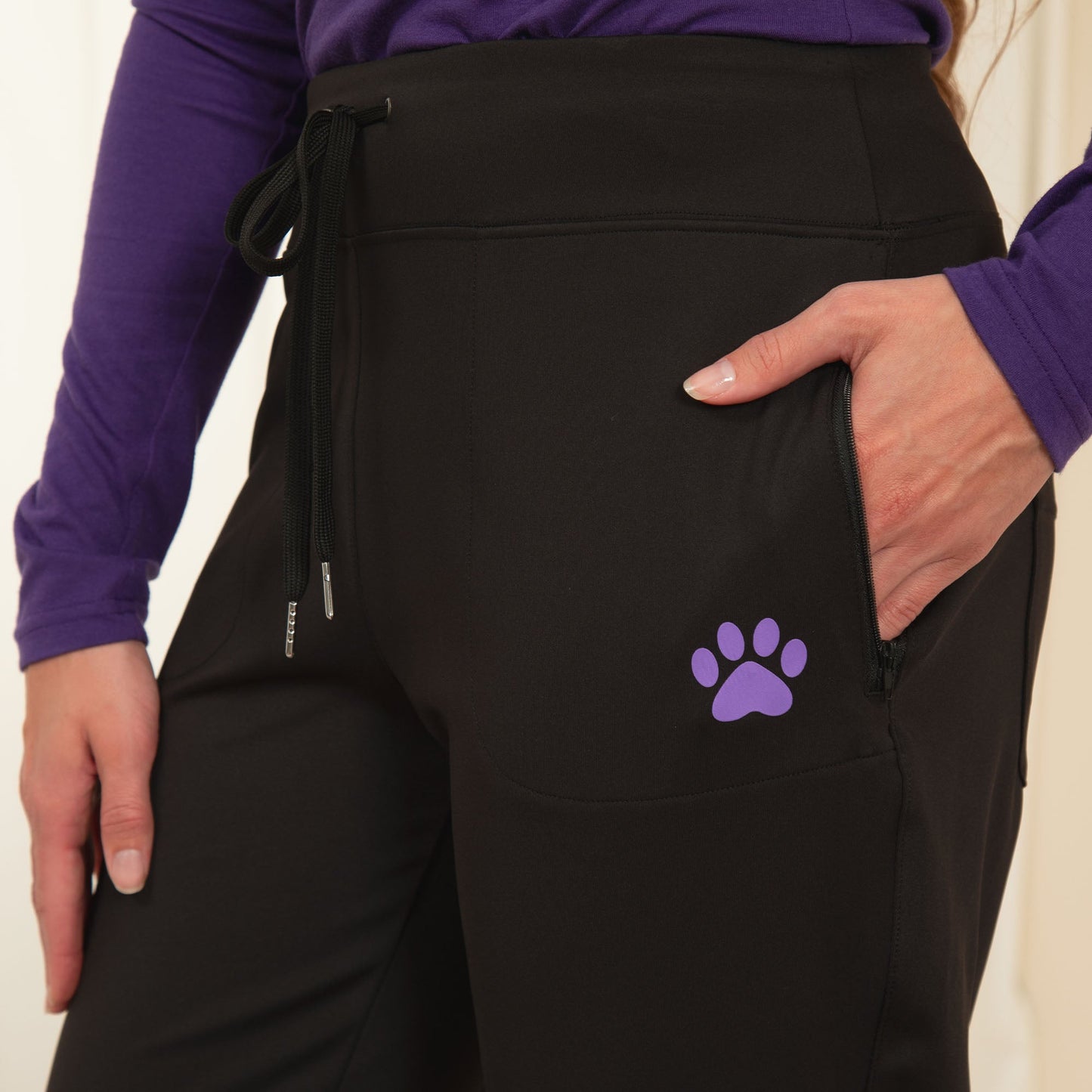 Paw Print Straight Leg Athleisure Pants