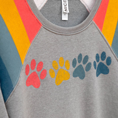 Retro Stripe Paw Crew Neck Sweatshirt